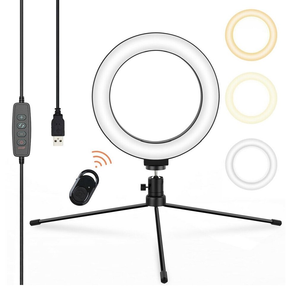 JEEMAX 6" LED Ring Light Kit with Stand Dimmable 6000K For Makeup Phone Camera